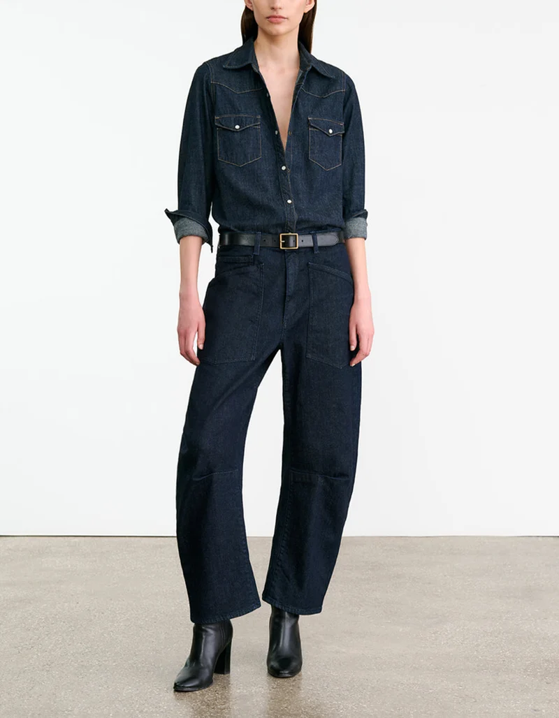 Mid-Rise Barrel-Leg Jeans Shon
