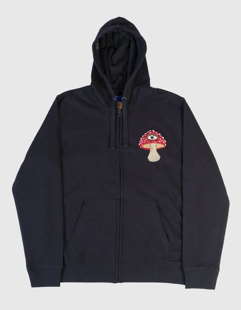 Bestickter Zipper Hoodie Mushroom