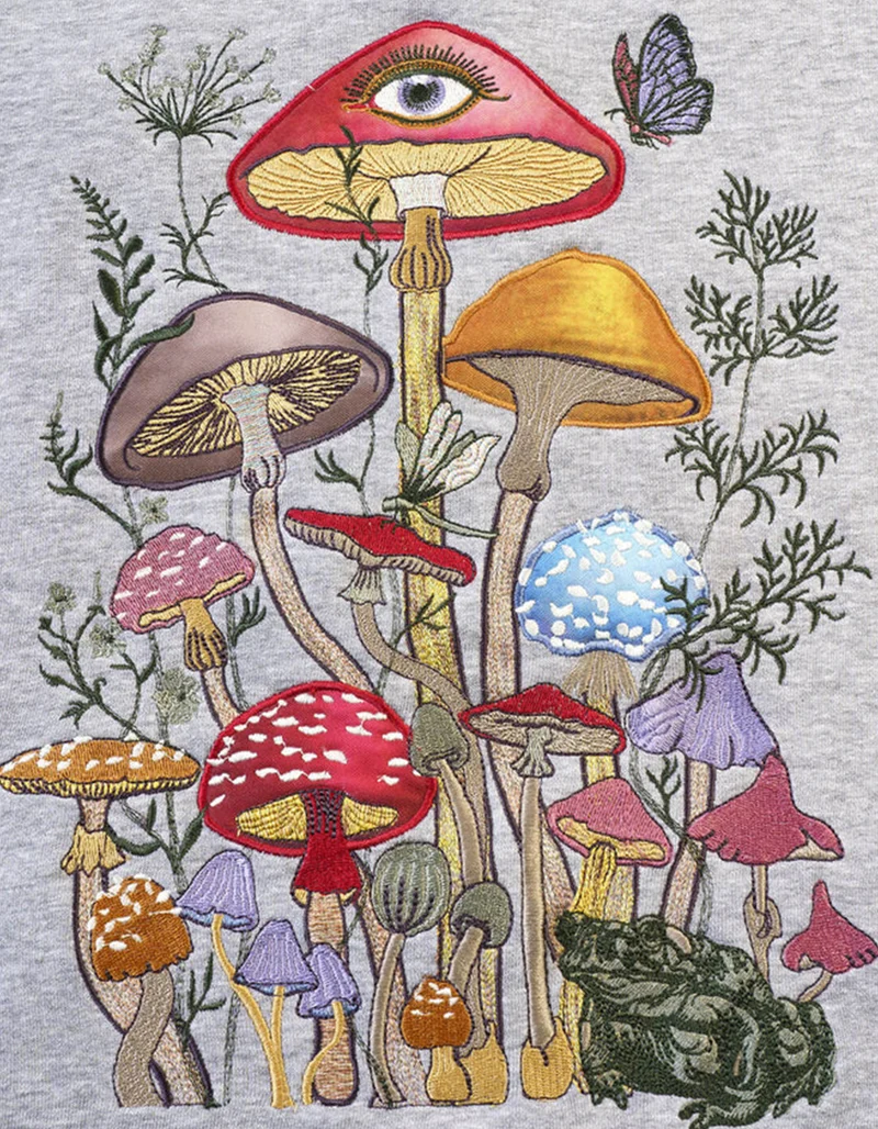 Bestickter Zipper Hoodie Mushroom
