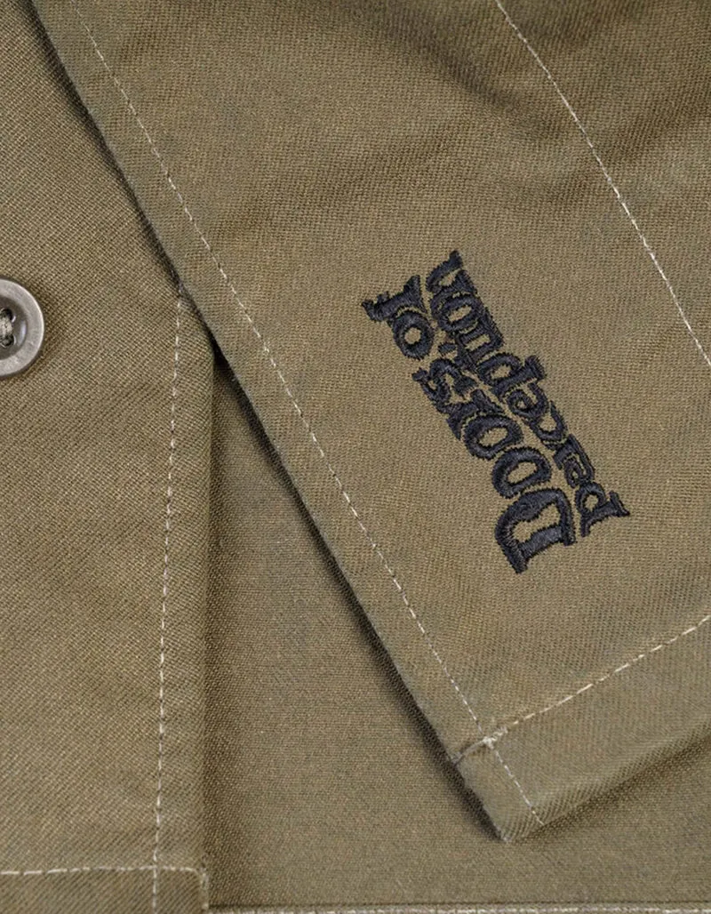 Bestickte Military-Jacke Mushroom im Vintage-Stil