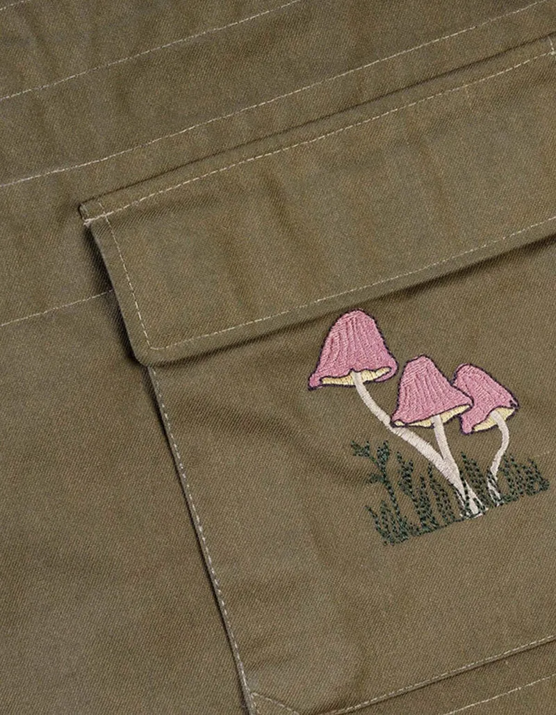 Bestickte Military-Jacke Mushroom im Vintage-Stil