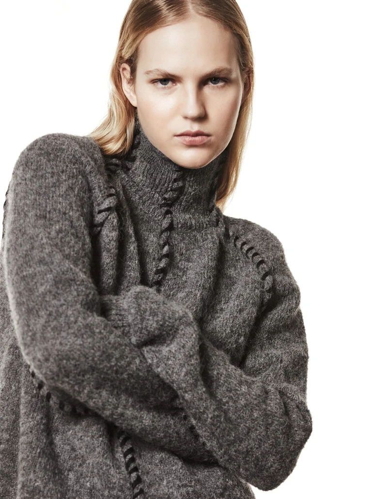 Alpaka-Mix Pullover mit Stehkragen