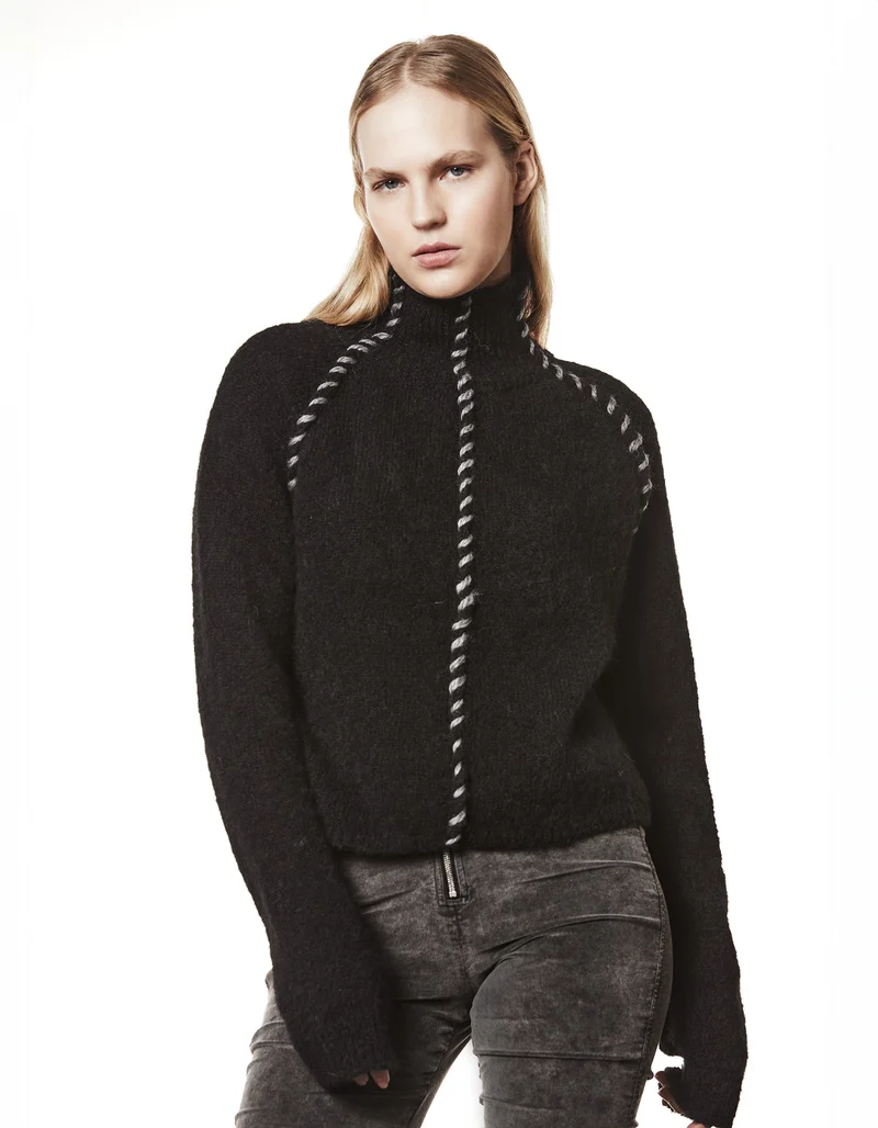 Alpaka-Mix Pullover mit Stehkragen