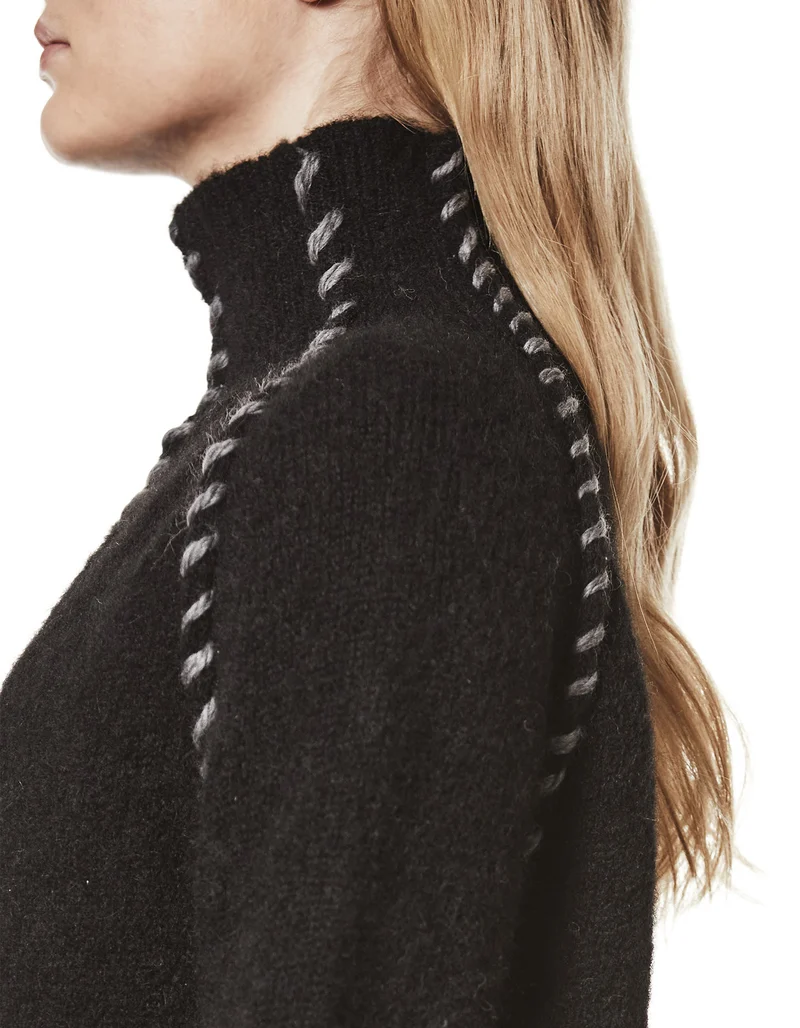 Alpaka-Mix Pullover mit Stehkragen