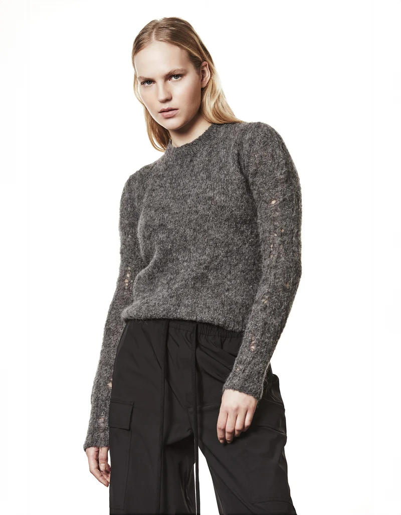 Alpaka-Mix Pullover mit Destroyed-Details
