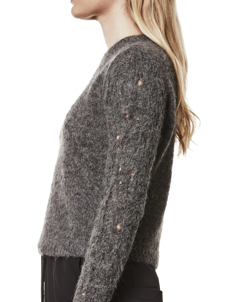 Alpaka-Mix Pullover mit Destroyed-Details