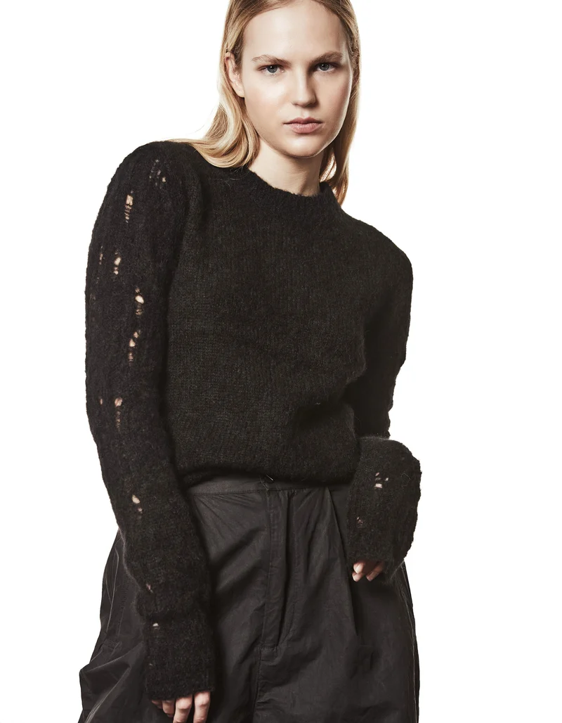 Alpaka-Mix Pullover mit Destroyed-Details
