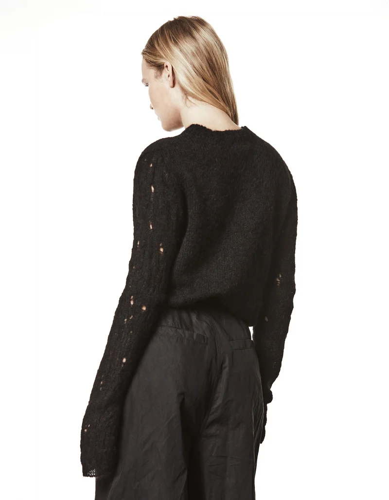 Alpaka-Mix Pullover mit Destroyed-Details