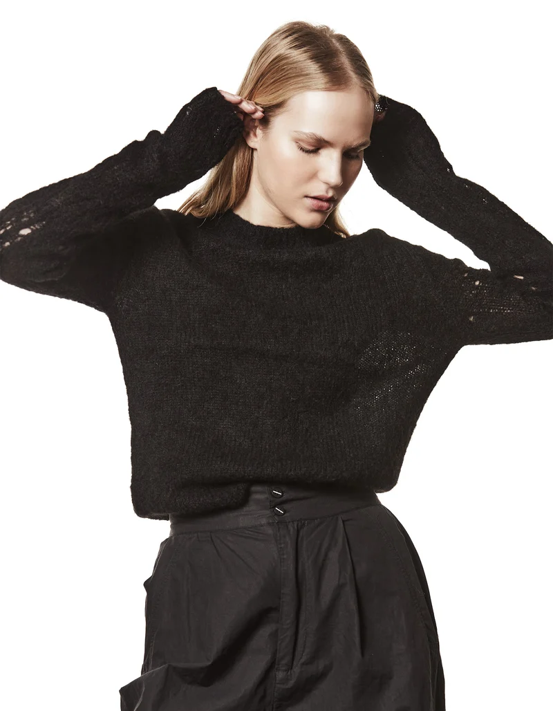 Alpaka-Mix Pullover mit Destroyed-Details