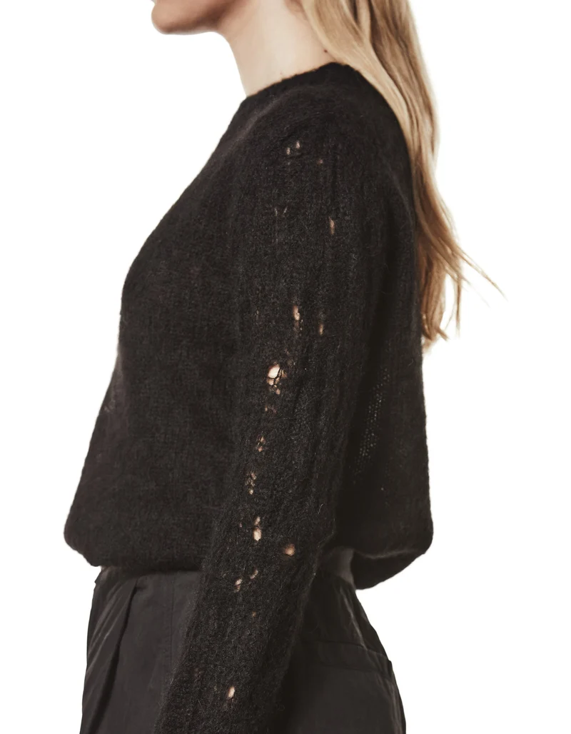 Alpaka-Mix Pullover mit Destroyed-Details