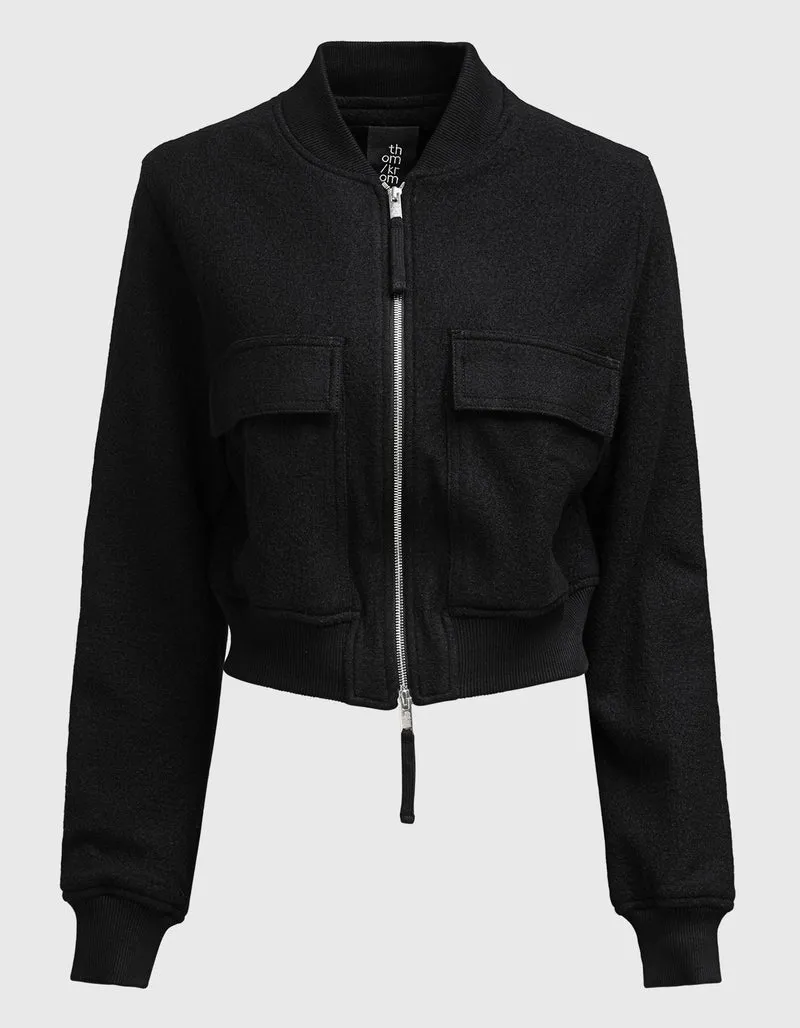 Woll-Blouson-Jacke mit Brusttaschen