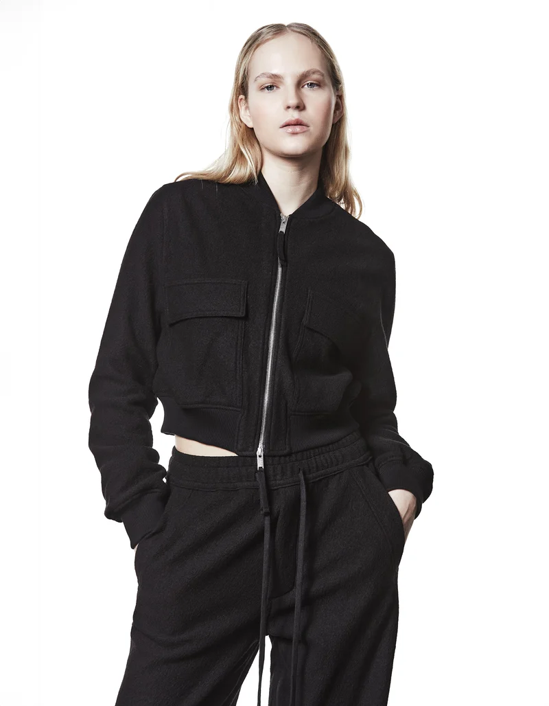 Woll-Blouson-Jacke mit Brusttaschen