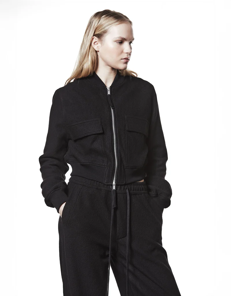 Woll-Blouson-Jacke mit Brusttaschen