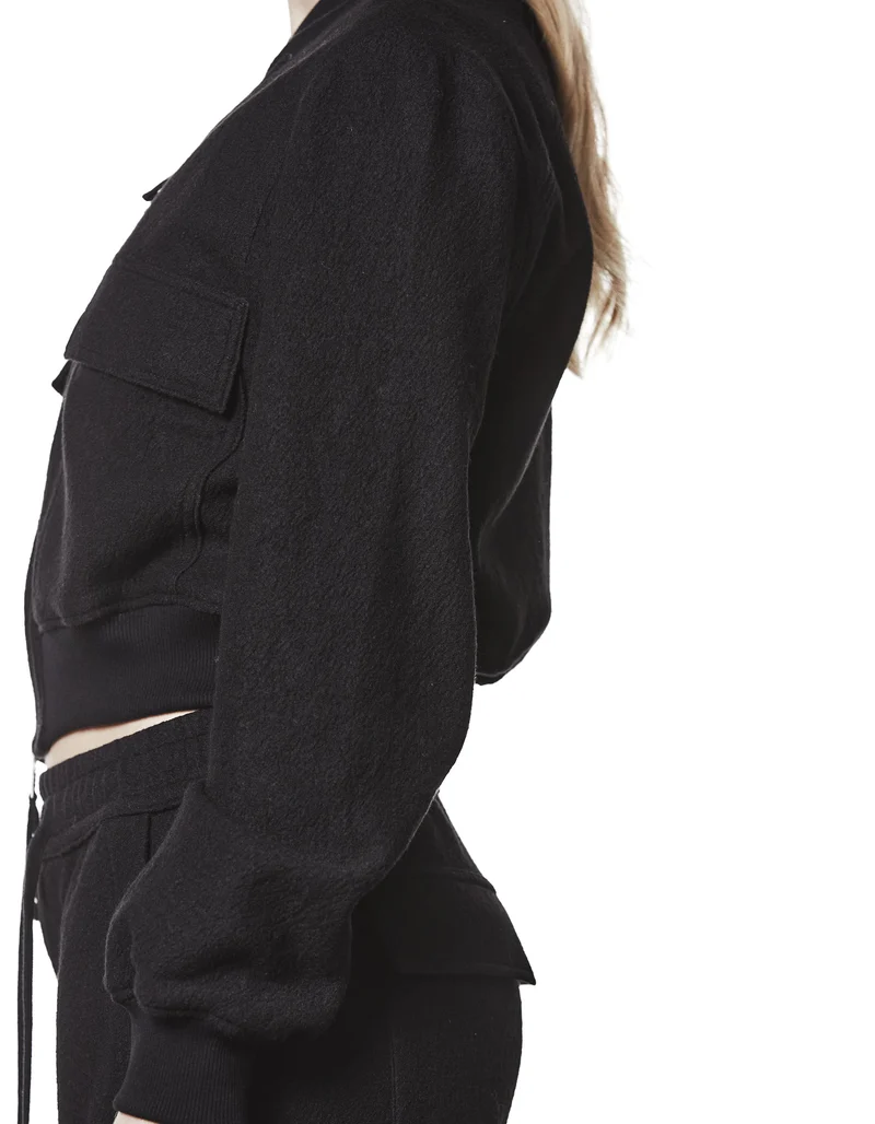 Woll-Blouson-Jacke mit Brusttaschen