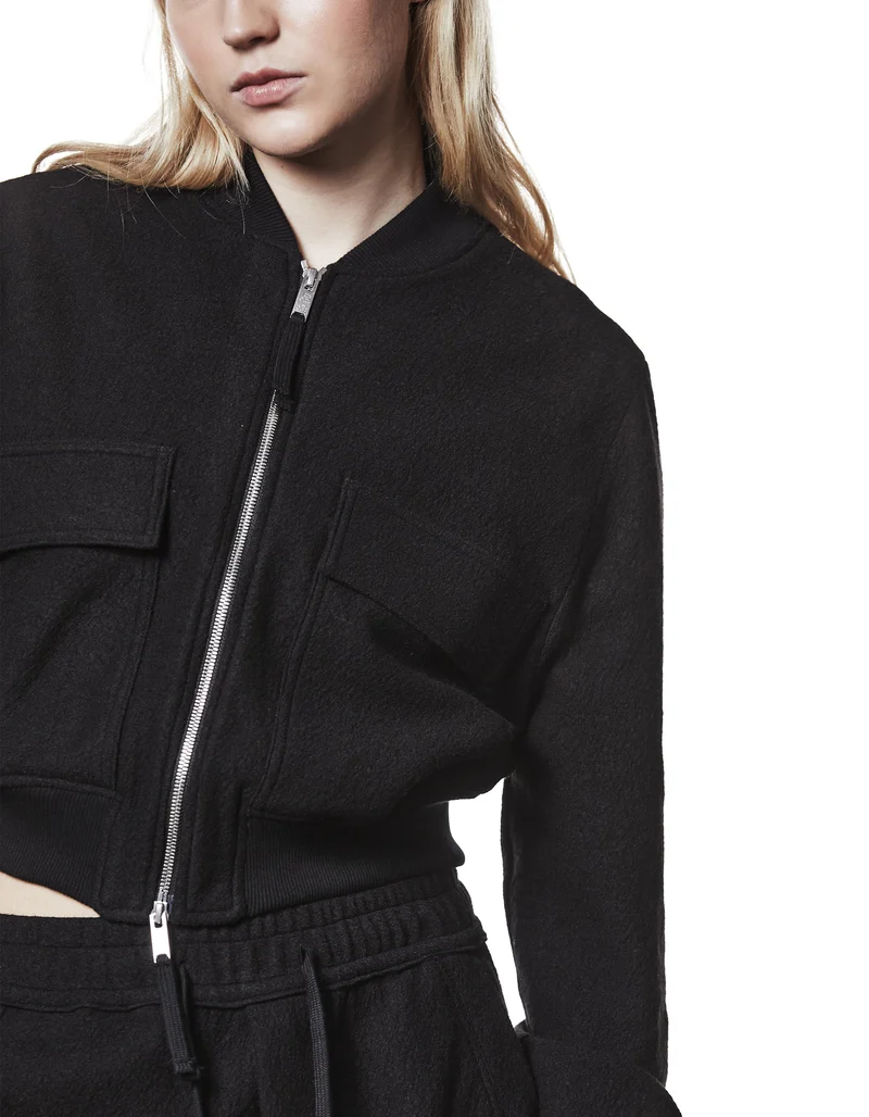 Woll-Blouson-Jacke mit Brusttaschen