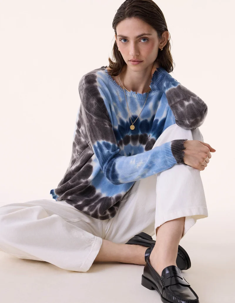 Destroyed Batik Kaschmir-Pullover Mela