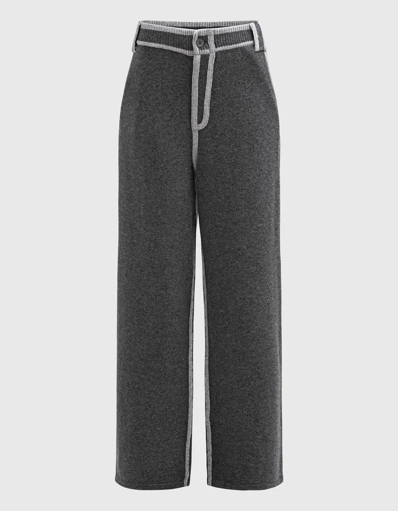 Woll-Kaschmir Wide-Leg Hose mit Eingrifftaschen