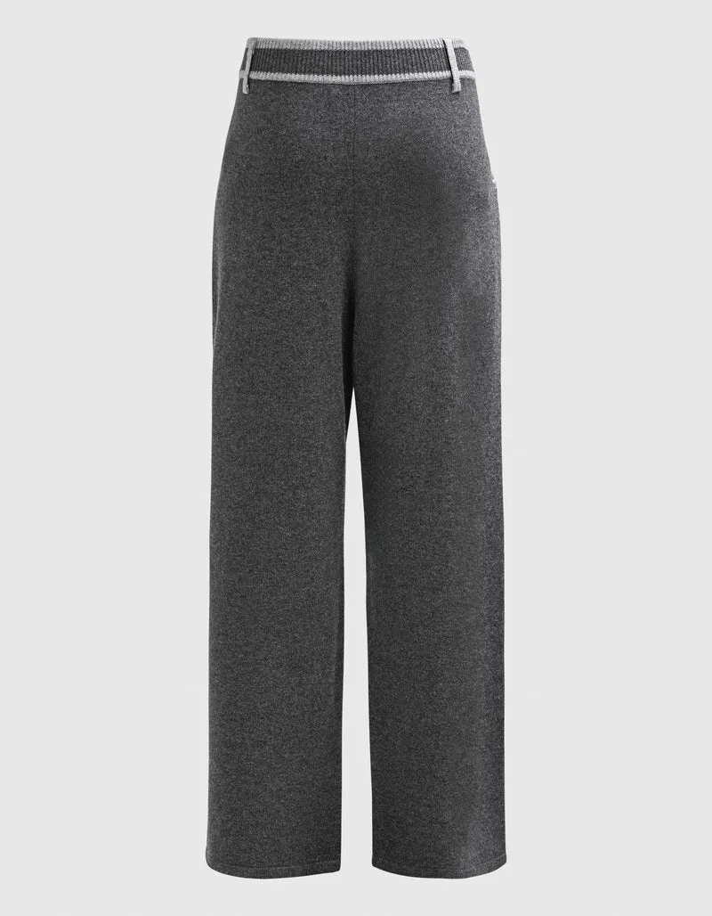Woll-Kaschmir Wide-Leg Hose mit Eingrifftaschen