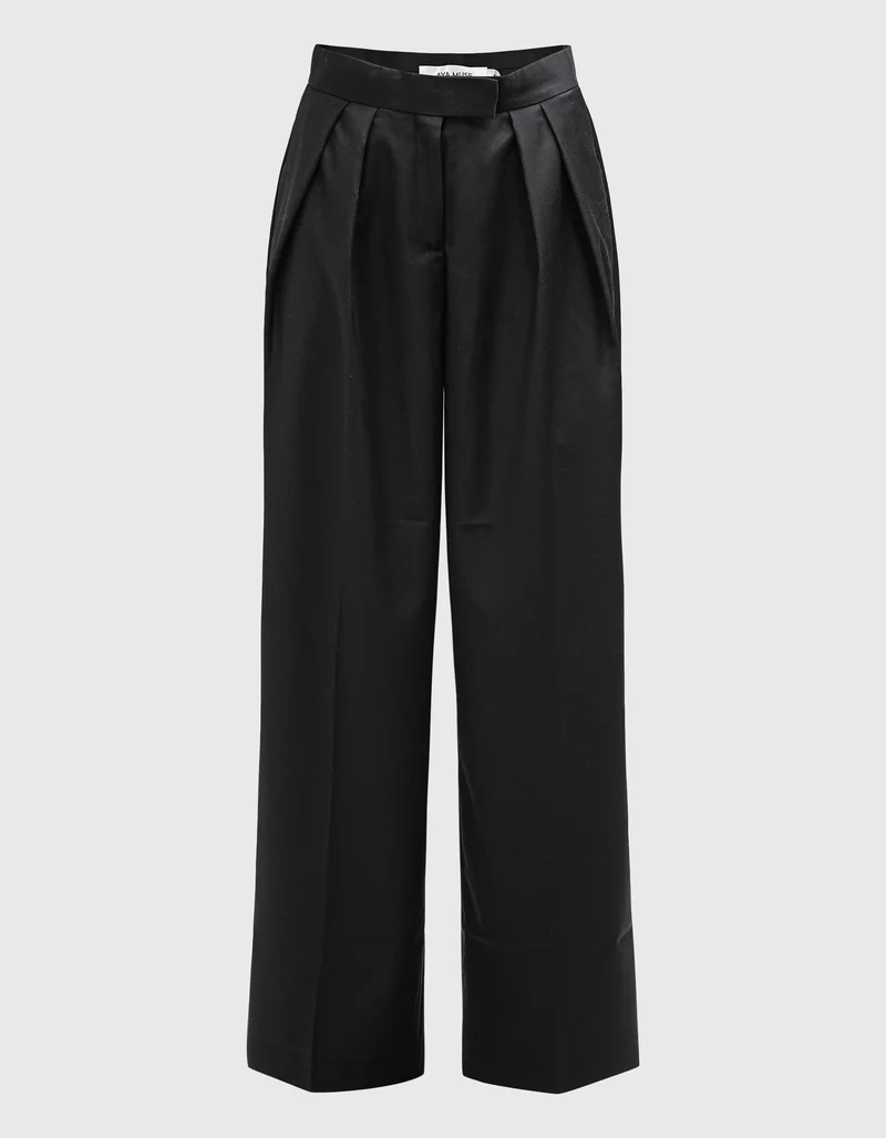 High-Waist Woll-Mix Bundfaltenhose