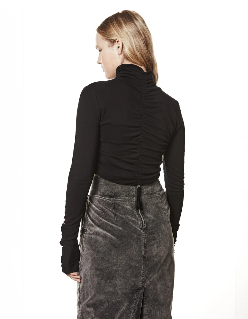 Cropped Longsleeve mit Raffung