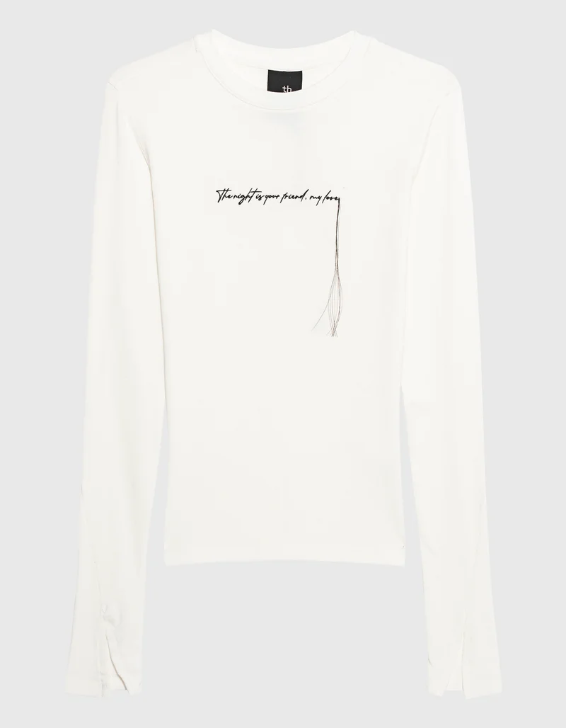 Longsleeve mit besticktem Wording und Faden-Detail