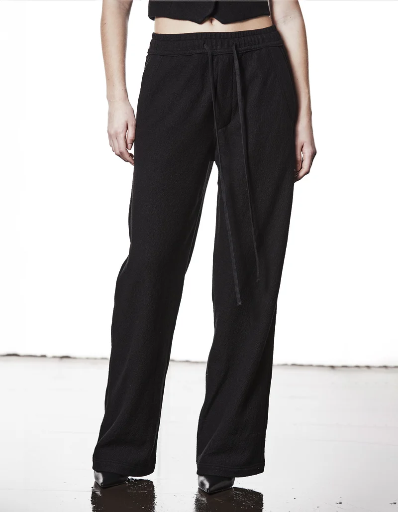 Woll-Wide-Leg Jogginghose mit Eingrifftaschen