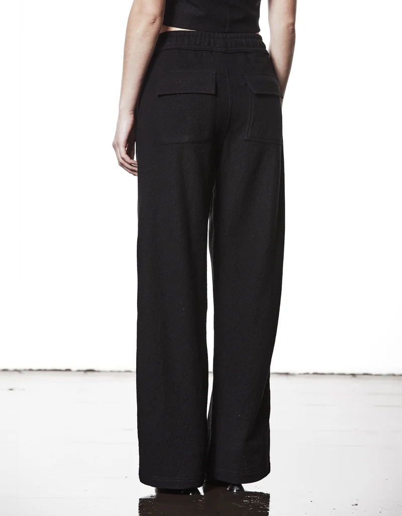Woll-Wide-Leg Jogginghose mit Eingrifftaschen