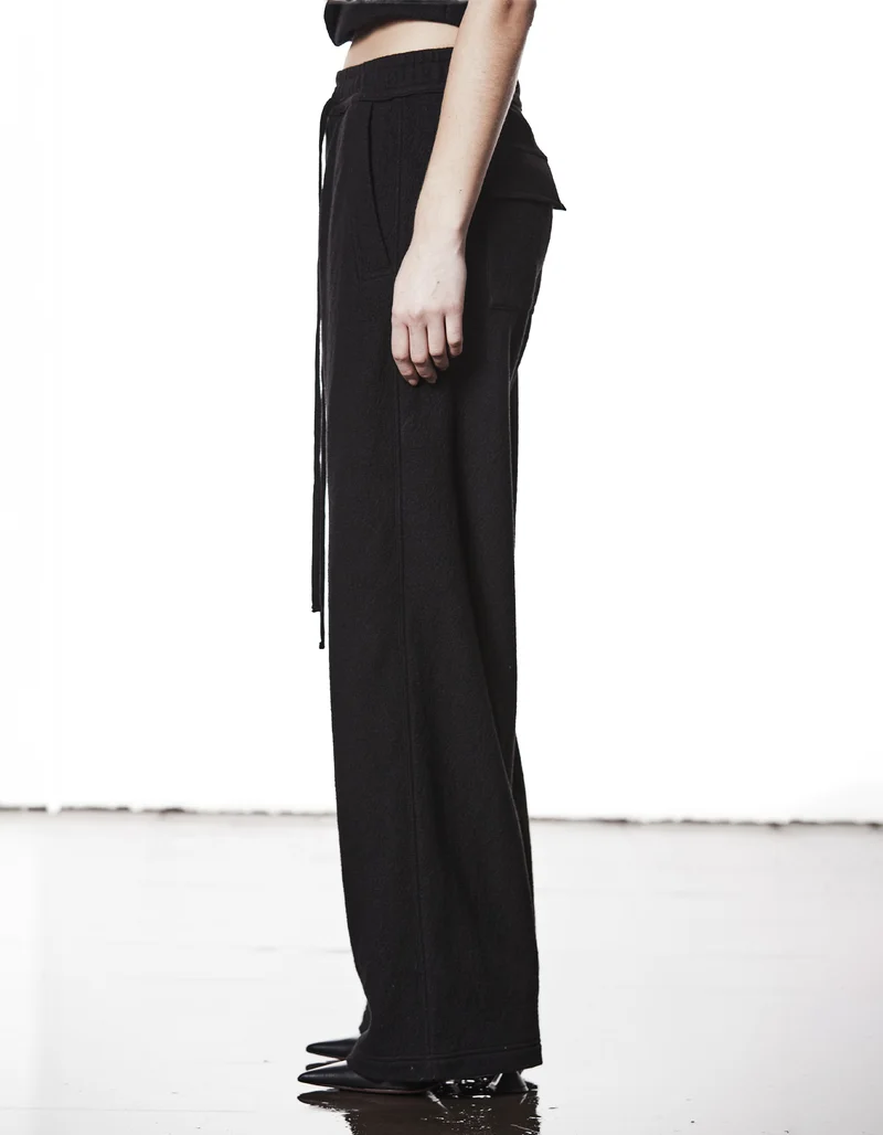 Woll-Wide-Leg Jogginghose mit Eingrifftaschen
