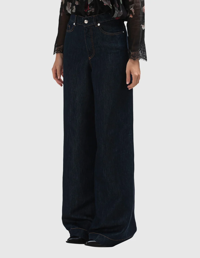 Wide-Leg Jeans Lupe mit Seiden-Anteil