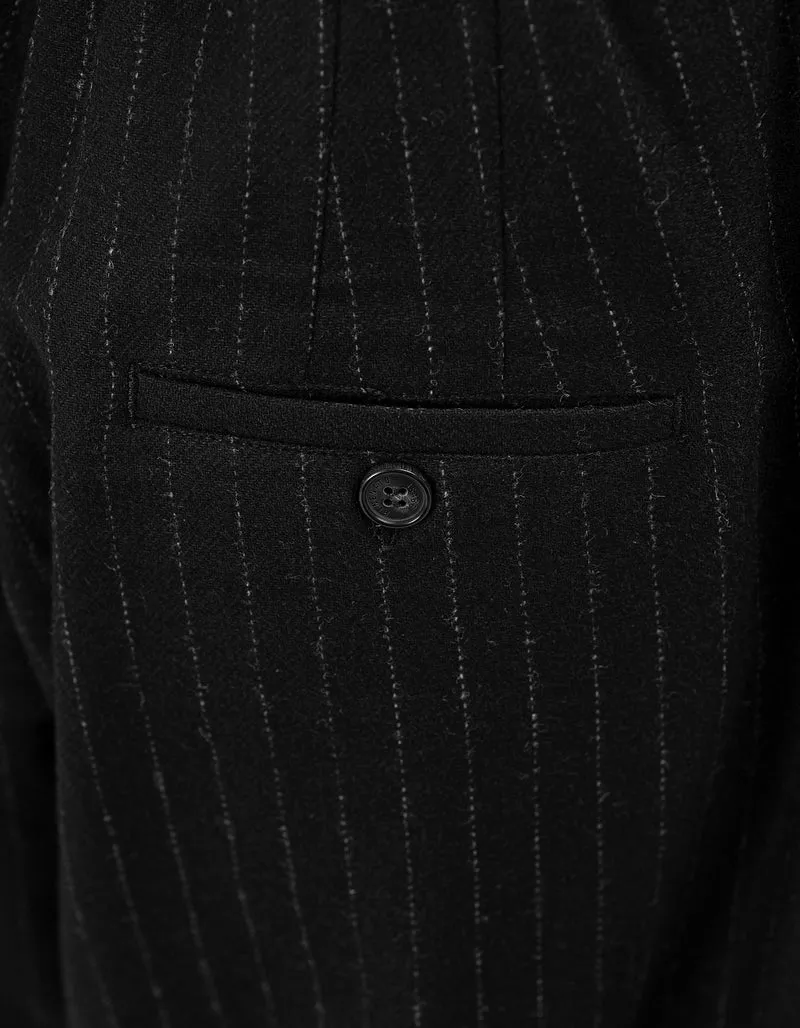 Woll-Mix Wide-Leg Bundfaltenhose Pinstripe