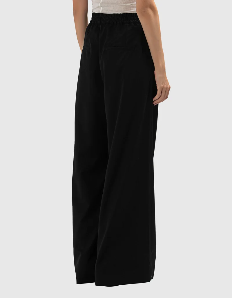 Wide-Leg Woll-Hose mit elastischem Bund