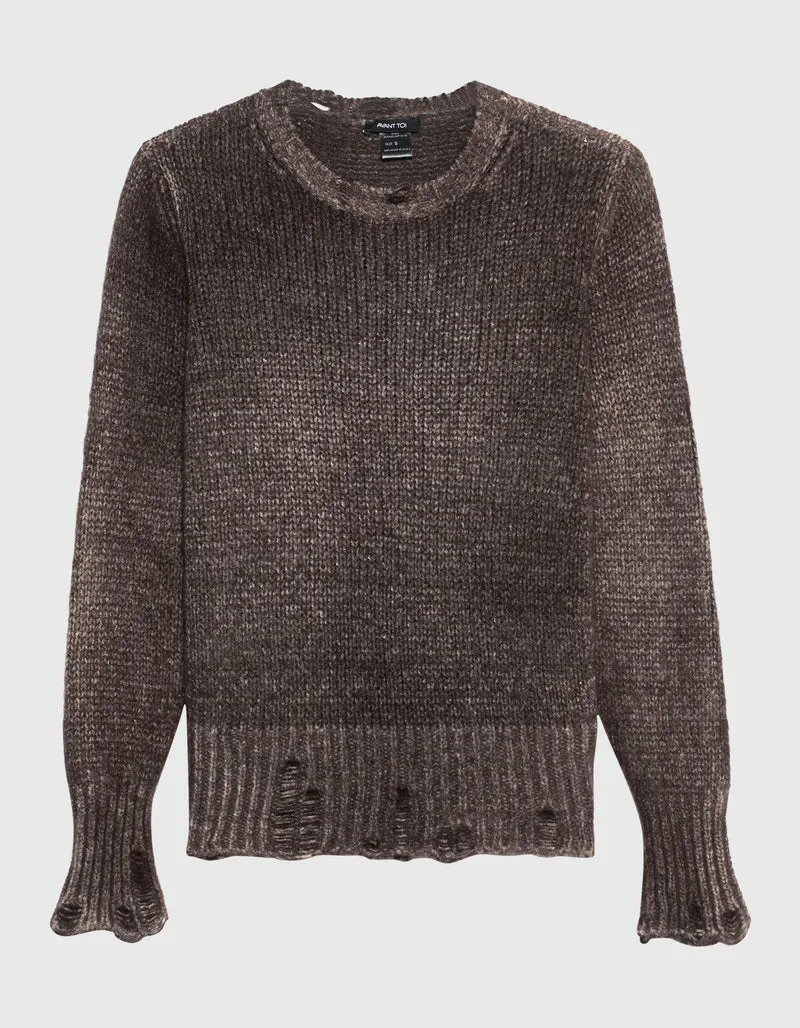 Destroyed-Look Kaschmir-Seiden-Mix Pullover