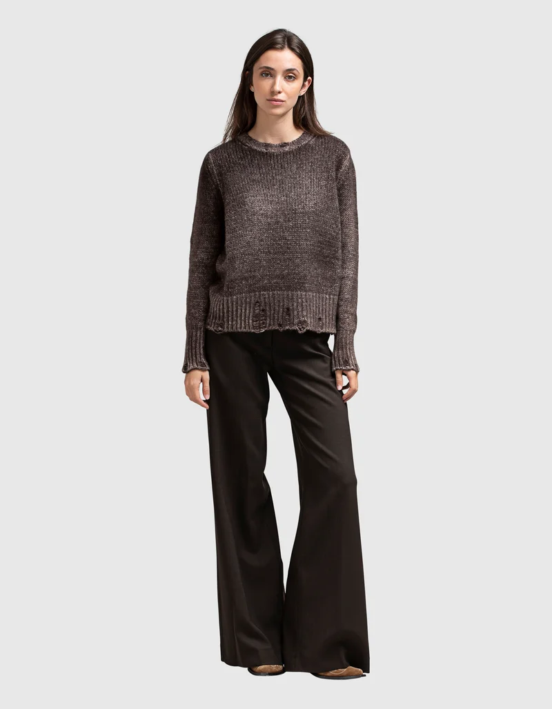 Destroyed-Look Kaschmir-Seiden-Mix Pullover