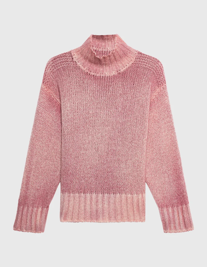Kaschmir-Seiden-Mix Pullover Hand Painted High Neck