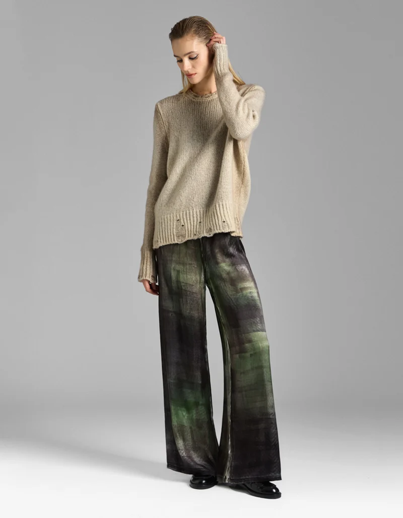 Destroyed-Look Kaschmir-Seiden-Mix Pullover