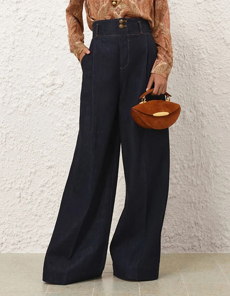 High-Waist Wide-Leg Bundfalten-Jeans Hypnotic Tailored