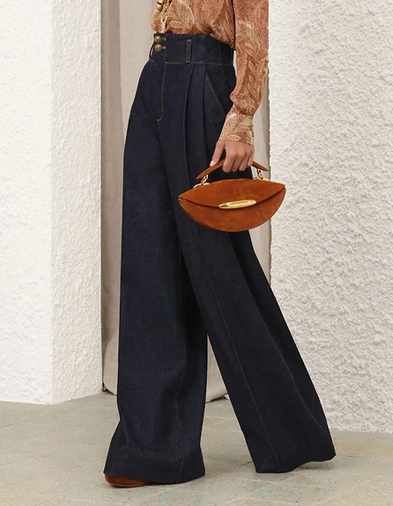 High-Waist Wide-Leg Bundfalten-Jeans Hypnotic Tailored