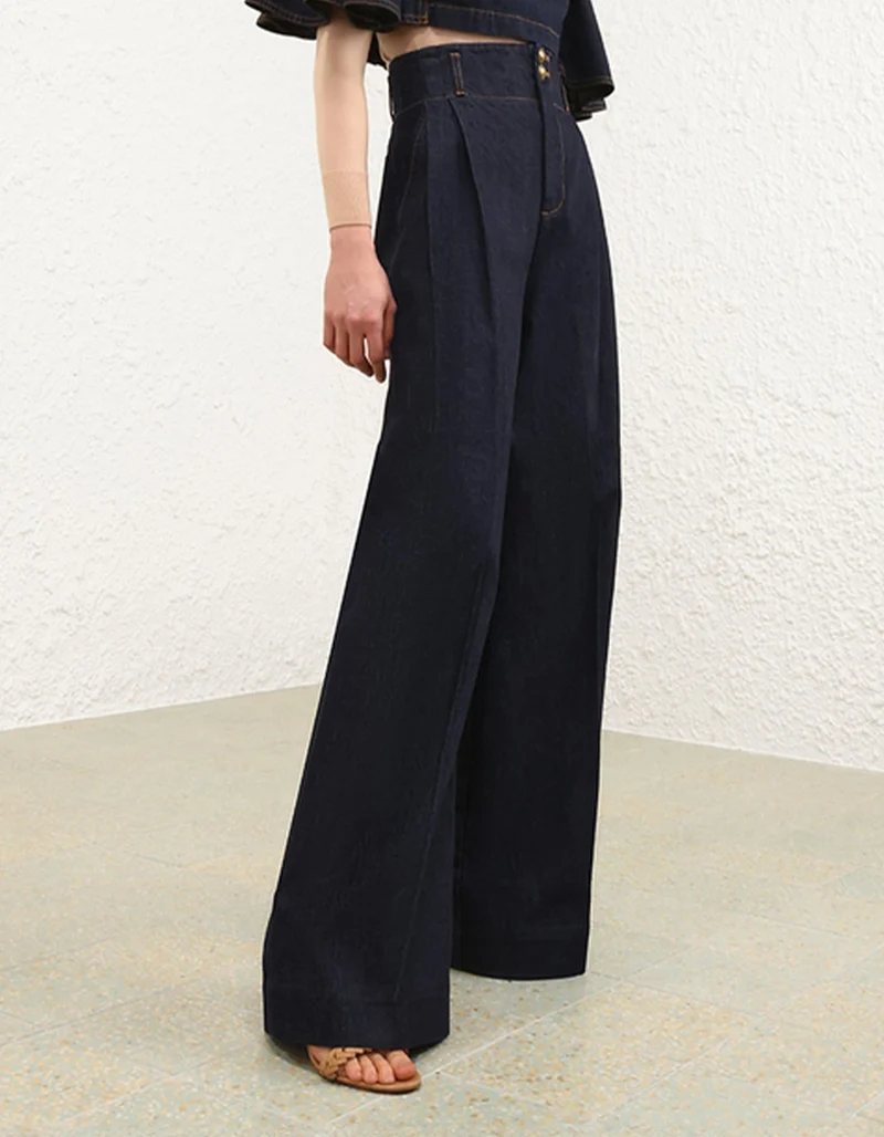 High-Waist Wide-Leg Bundfalten-Jeans Hypnotic Tailored