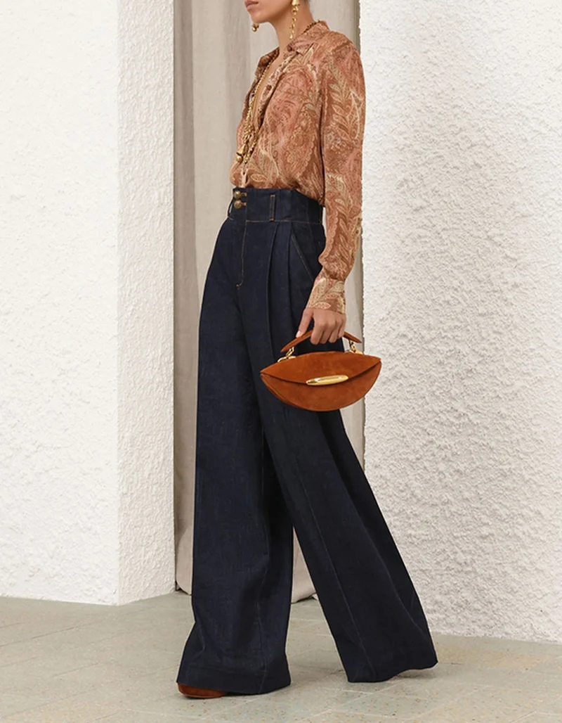 High-Waist Wide-Leg Bundfalten-Jeans Hypnotic Tailored