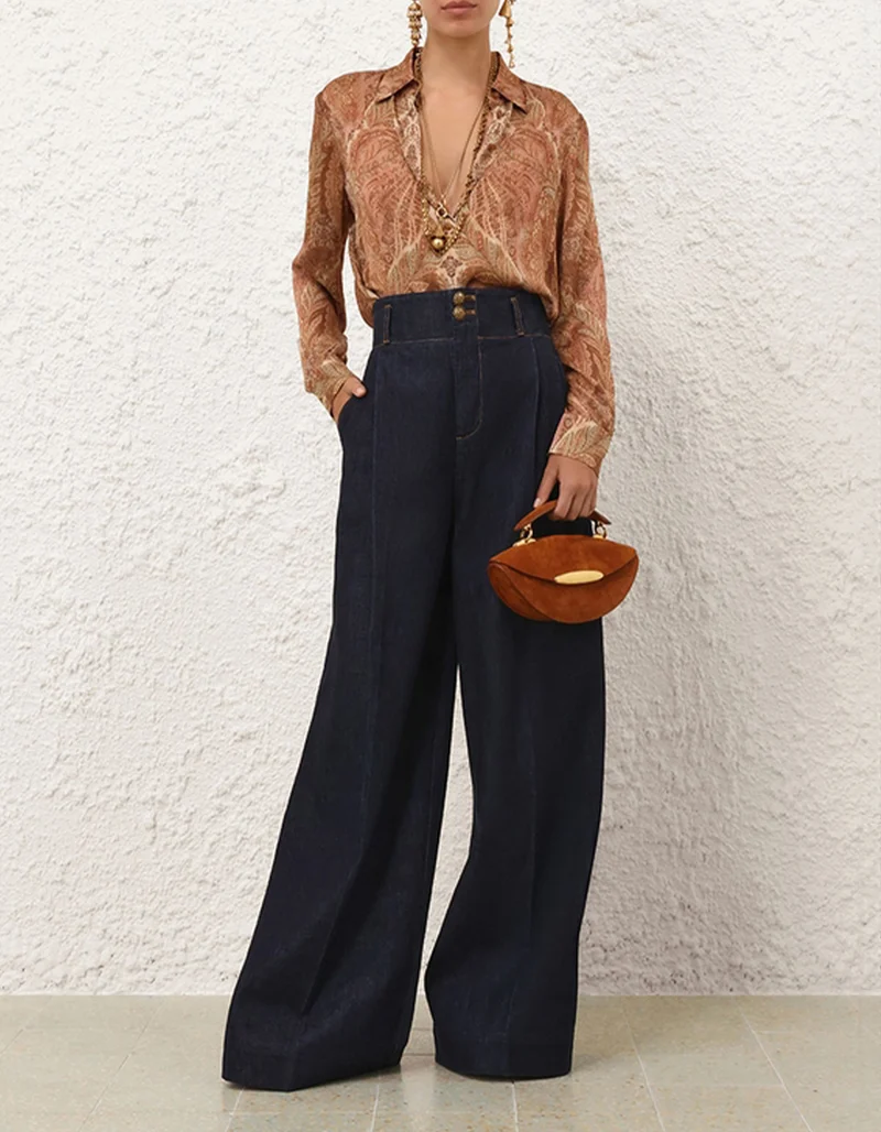 High-Waist Wide-Leg Bundfalten-Jeans Hypnotic Tailored