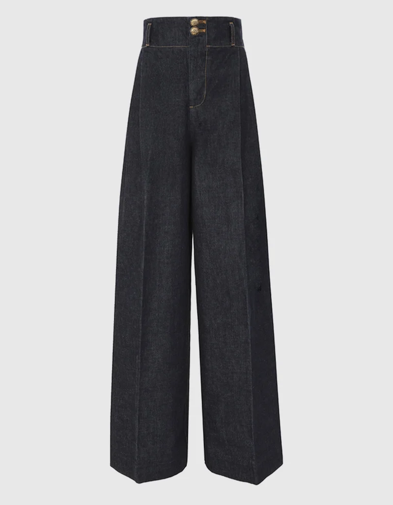 High-Waist Wide-Leg Bundfalten-Jeans Hypnotic Tailored