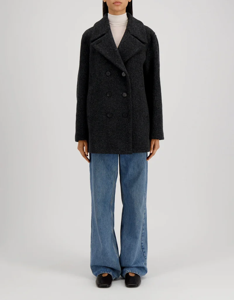 Doppelreihige Bouclé Woll-Mix Jacke Sailor