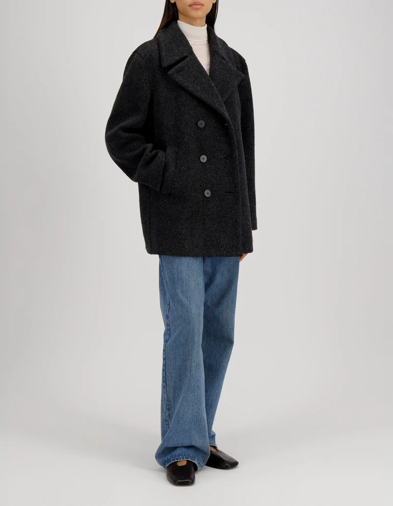 Doppelreihige Bouclé Woll-Mix Jacke Sailor