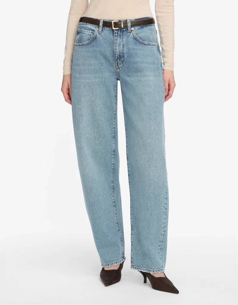 Low Slung Barrel-Leg Jeans