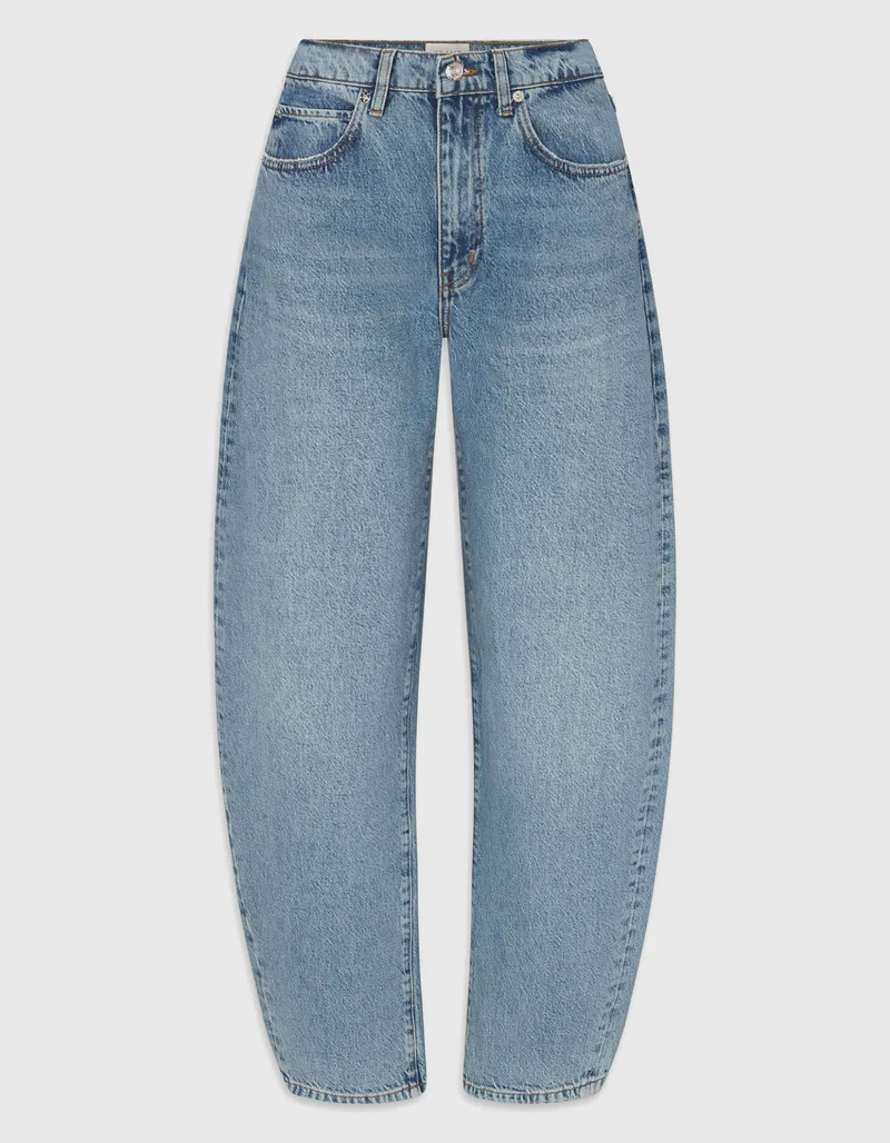 Low Slung Barrel-Leg Jeans