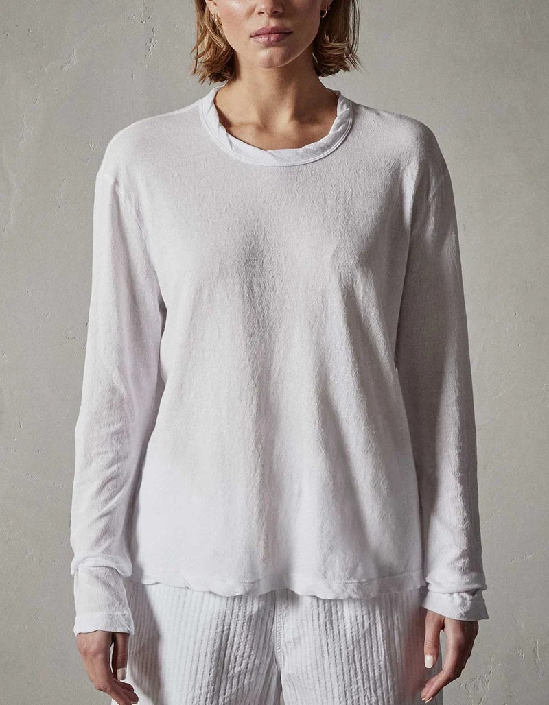 Longsleeve mit Rundhalsausschnitt in Crêpe-Optik