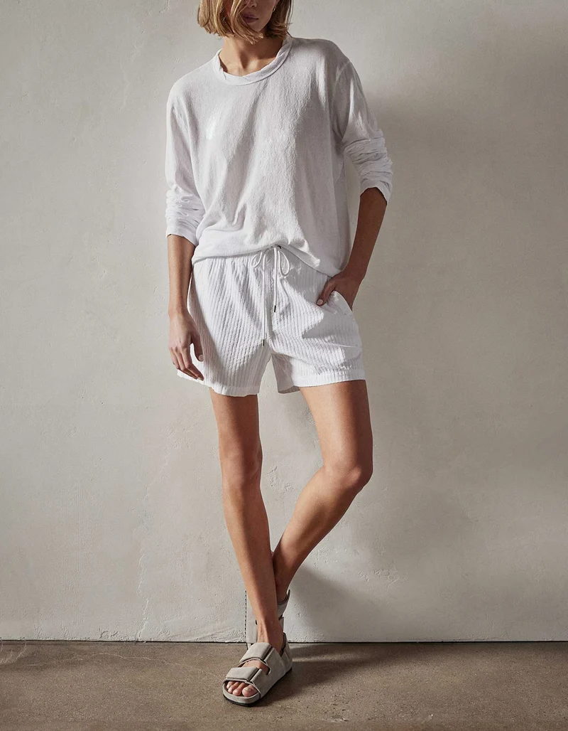 Longsleeve mit Rundhalsausschnitt in Crêpe-Optik