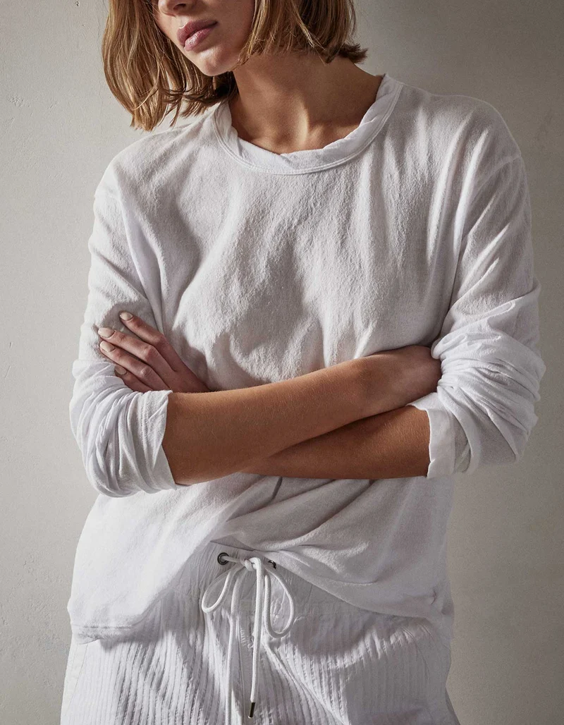 Longsleeve mit Rundhalsausschnitt in Crêpe-Optik