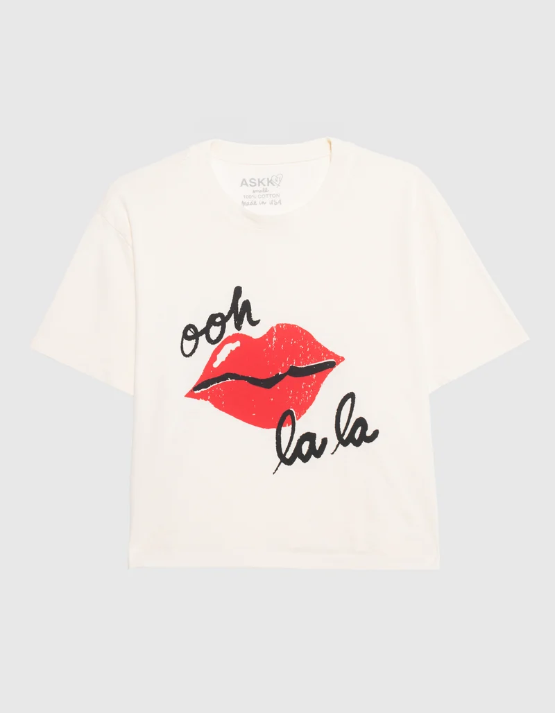 Bedrucktes Cropped Boxy-Fit T-Shirt