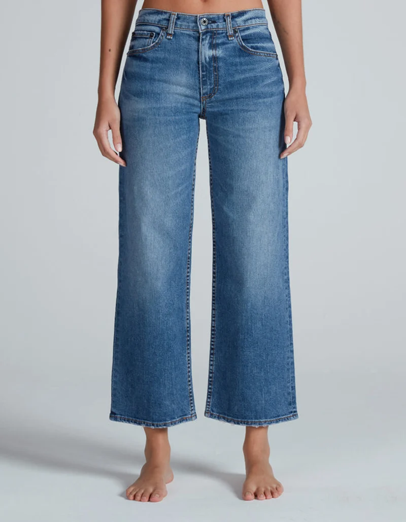 Mid-Rise Crop Wide Leg Jeans